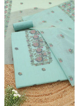 Soch - Teal Floral Unstitched Top & Unstitched Bottom with Dupatta