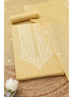 Soch - Yellow Printed Unstitched Top & Unstitched Bottom with Dupatta
