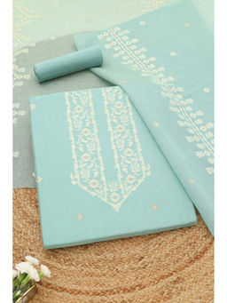Soch - Blue Printed Unstitched Top & Unstitched Bottom with Dupatta