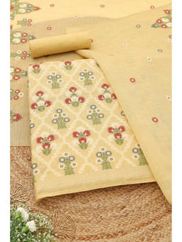 Soch - Mustard Printed Unstitched Top & Unstitched Bottom with Dupatta
