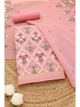 Soch - Pink Printed Unstitched Top & Unstitched Bottom with Dupatta