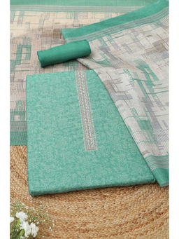 Soch - Teal Floral Unstitched Top & Unstitched Bottom with Dupatta