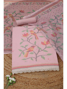 Soch - Pink Embroidered Unstitched Top & Unstitched Bottom with Dupatta
