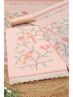 Soch - Peach Embroidered Unstitched Top & Unstitched Bottom with Dupatta