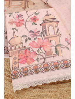 Soch - Peach Floral Printed Unstitched Top & Unstitched Bottom with Dupatta