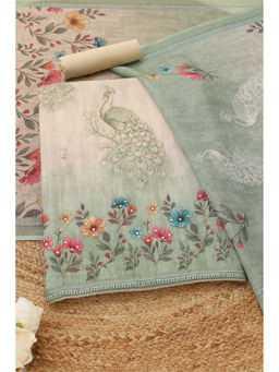 Soch - Green Floral Printed Unstitched Top & Unstitched Bottom with Dupatta