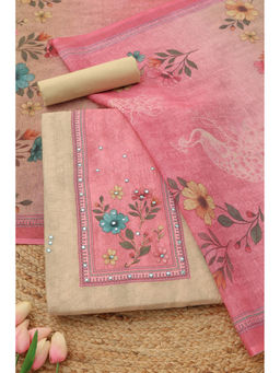Soch - Green Floral Printed Unstitched Top & Unstitched Bottom with Dupatta