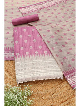 Soch - Purple Printed Unstitched Top & Unstitched Bottom with Dupatta
