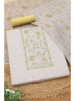 Soch - Beige Embroidered Unstitched Top & Unstitched Bottom with Dupatta