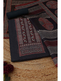 Soch - Charcoal Embroidered Unstitched Top & Unstitched Bottom with Dupatta