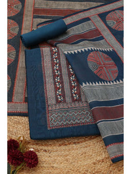 Soch - Blue Embroidered Unstitched Top & Unstitched Bottom with Dupatta