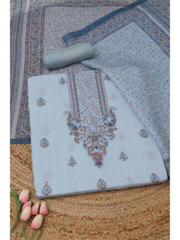 Soch - Blue Embroidered Unstitched Top & Unstitched Bottom with Dupatta