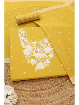 Soch - Yellow Embroidered Unstitched Top & Unstitched Bottom with Dupatta