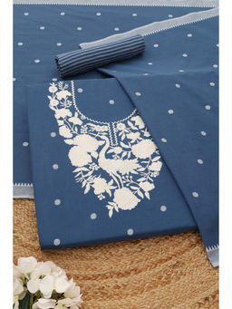 Soch - Blue Embroidered Unstitched Top & Unstitched Bottom with Dupatta