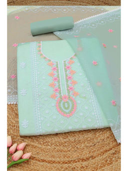 Soch - Turquoise Embroidered Unstitched Top & Unstitched Bottom with Dupatta