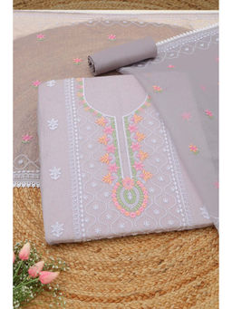 Soch - Grey Embroidered Unstitched Top & Unstitched Bottom with Dupatta
