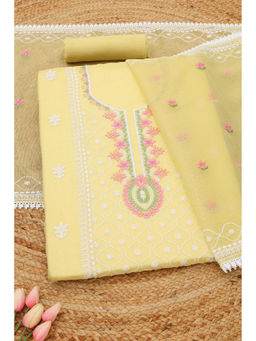 Soch - Yellow Embroidered Unstitched Top & Unstitched Bottom with Dupatta