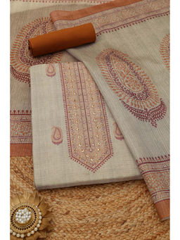 Soch - Beige Paisley Printed Unstitched Top & Unstitched Bottom with Dupatta