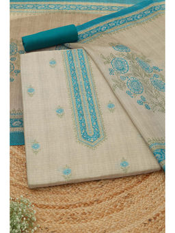 Soch - Beige Floral Printed Unstitched Top & Unstitched Bottom with Dupatta