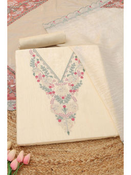 Soch - Beige Embroidered Unstitched Top & Unstitched Bottom with Dupatta