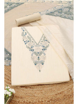 Soch - Beige Embroidered Unstitched Top & Unstitched Bottom with Dupatta