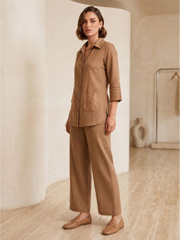 Autumnlane - Olive Embroidered Collar Neck Co-ord Set