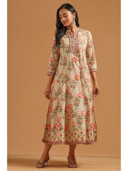 Soch - Beige Floral Mandarin Neck Dress