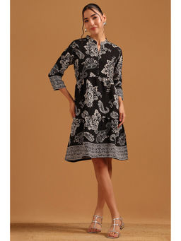 Soch - Black Paisley Mandarin Neck Dress
