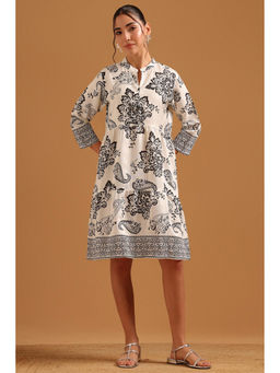 Soch - Cream Paisley Mandarin Neck Dress