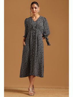 Soch - Black Printed V-Neck Dress
