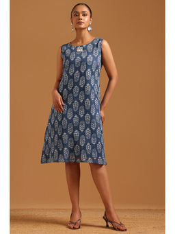 Soch - Blue Printed Round Neck Dress