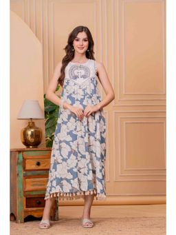 Gahan - Women Grey Cotton Rayon Midi Dress