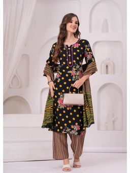 Gahan - Women Black Rayon Kurta Pant with Dupatta
