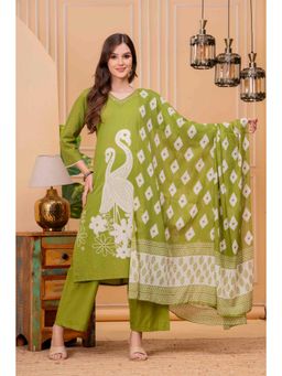 Gahan - Women Green Cotton Kurta Pant with Dupatta