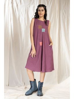 Thread Game - Purple Khadi Knee Length Dress