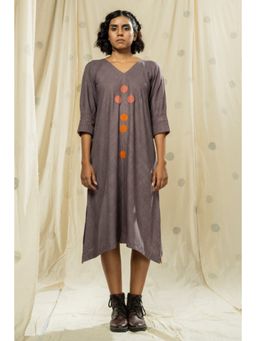 Thread Game - Gray Khadi Knee Length Dress