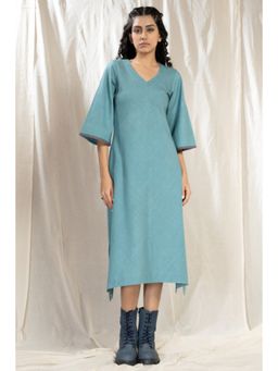 Thread Game - Teal Khadi Midi Dress
