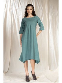 Thread Game - Blue Khadi Midi Dress