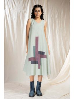 Thread Game - Green Khadi Midi Dress