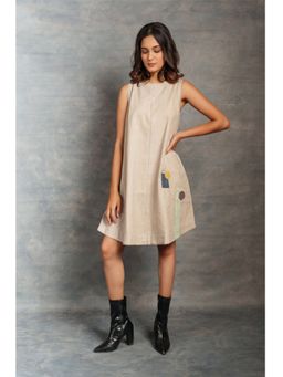 Thread Game - Beige Khadi Mini Dress