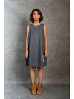 Thread Game - Black Khadi Knee Length Dress