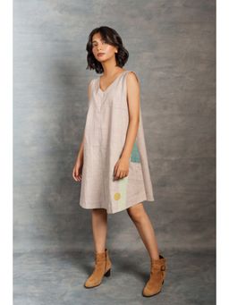 Thread Game - Gray Khadi Knee Length Dress