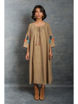 Thread Game - Beige Khadi Midi Dress