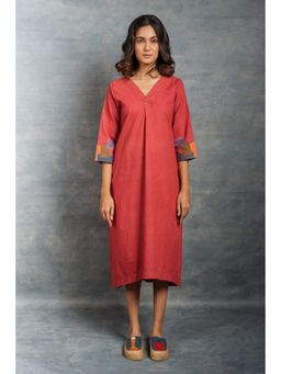 Thread Game - Red Khadi Midi Dress