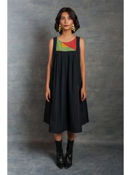 Thread Game - Black Khadi Midi Dress
