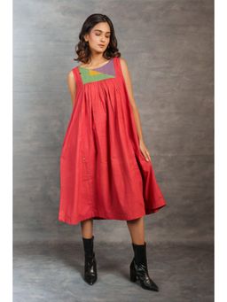 Thread Game - Red Khadi Midi Dress