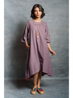 Thread Game - Purple Khadi Midi Dress