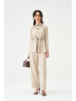 Notebook - Women Beige Luda Top with Pant Co-Ord's