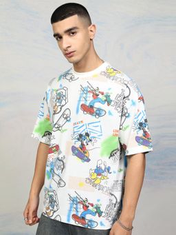 HIGHLANDER - Mickey Mouse Men Printed Round Neck Drop Shoulder Oversized Tshirt