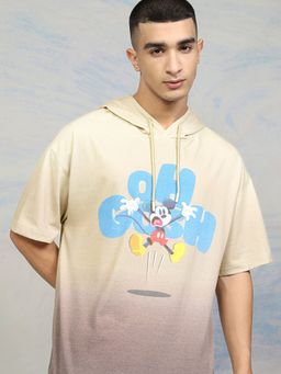 HIGHLANDER - Mickey Mouse Men Printed Hooded Drop Shoulder Oversized Tshirt